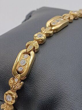 Stamped China Gold Faux Diamond Safety Closure Bracelet Women's Jewelry